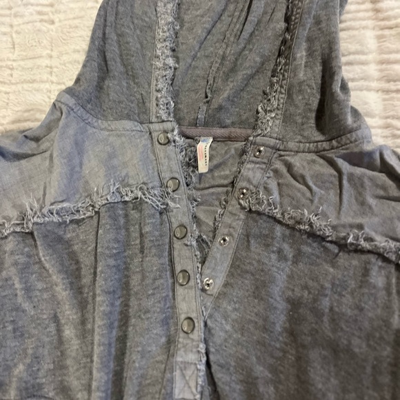 Free People Movement Womens Windy Meadow Hoodie Gray Snap Pockets Medium - Picture 5 of 9